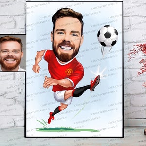 Soccer Gifts, Custom Cartoon Soccer Player Portrait, Soccer Coach Gifts, Soccer Gifts for Dad Mom Kids Girls, Fun Soccer Gift, Soccer Lover