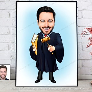Lawyer Gift, Caricature Lawyer Card Logo Print Svg Art Portrait, Lawyer Judge Law Student Birthday Retirement Gift Office Decor for Him Her