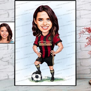Soccer Gifts for Girls, Personalized Cartoon Soccer Wall Art Portrait, Soccer Gifts, Soccer Gifts Mom Boys Her, Fun Soccer Gift, Soccer Svg