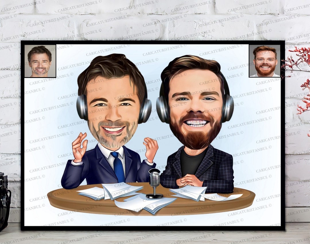 Announcer Gift, Custom Cartoon Broadcaster Portrait, Radio Broadcaster ...