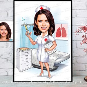 Puede incluir: Una caricatura de una enfermera con un uniforme blanco y una cruz roja en su sombrero. Ella sostiene una jeringa en una mano y un portapapeles en la otra. La enfermera est&aacute; de pie en una habitaci&oacute;n de hospital con una cama y una tabla m&eacute;dica en la pared.