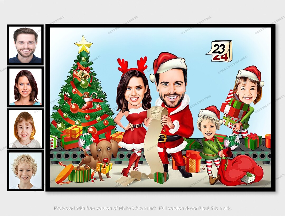 Personalized Christmas Cards, Custom Family Portrait, Holiday Cards Company Business Office