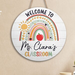 Personalized Classroom Decor, Teacher Door Hanger, Teacher Custom Name Sign, Classroom Sign, Teacher Welcome Sign, Back To School Sign