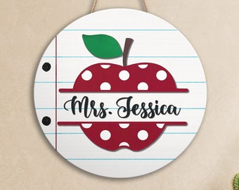 Personalized Teacher Name Sign, Classroom Decor, Teacher Door Hanger, Teacher Welcome Sign, Classroom Sign, Teacher Custom Door Sign