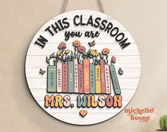 Personalized Teacher 3D Door Sign, In This Classroom You Are Wooden Sign for Desk, Teacher Door Hanger, Back To School Gift, Teacher Gifts