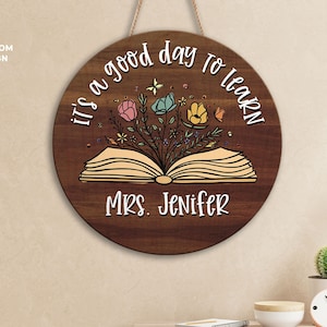 Personalized Teacher Sign, Teacher Door Hanger, Classroom Decor, Teacher Gifts, Teacher Custom Sign, Back To School Sign, Teacher Door Sign