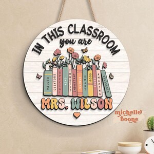 Personalized Teacher 3D Door Sign, In This Classroom You Are Wooden Sign for Desk, Teacher Door Hanger, Back To School Gift, Teacher Gifts