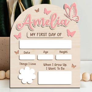 Custom First Day Last Day Of School Sign, Personalized Girl Back To School Sign, Reusable 1st Day School Board, School Photo Prop