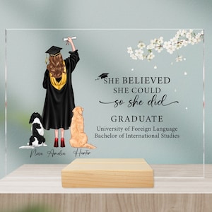 Graduation Gifts For Her, Personalized Graduation With Pet Plaque, Custom Dog Plaque Graduation, Class Of 2023 Gift, College Graduate Gift
