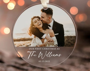 Our First Christmas Married Ornament 2022, Custom Photo Ornament, Christmas Ornaments Personalized, Newlywed Gifts, Mr & Mrs Ornament