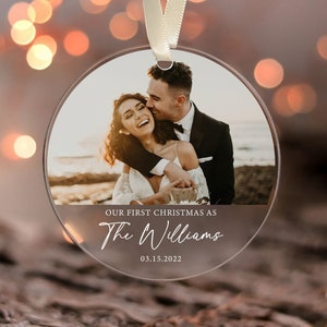 Our First Christmas Married Ornament 2022, Custom Photo Ornament, Christmas Ornaments Personalized, Newlywed Gifts, Mr & Mrs Ornament