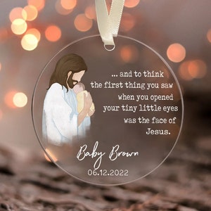 Baby Memorial Ornament, Miscarriage Ornament, Stillbirth Keepsake, Jesus Holding Baby Ornament, Sympathy Gift, Custom Baby Loss Ornament