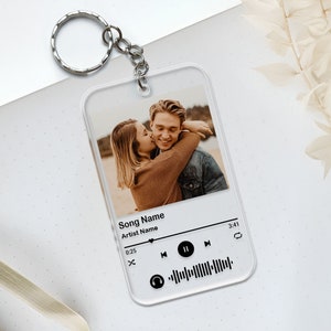 Valentines Gift For Boyfriend, Custom Song Keychain, Personalized Couples Gift, Photo Acrylic Keychain, Valentines Day Gift For Him