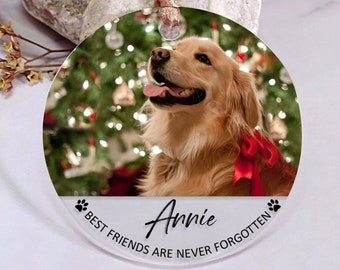 Dog Memorial Ornament, Personalized Dog Ornament, Custom Photo Ornament, Pet Loss Keepsake, Sympathy Gifts For Dog Lover, Xmas Tree Decor