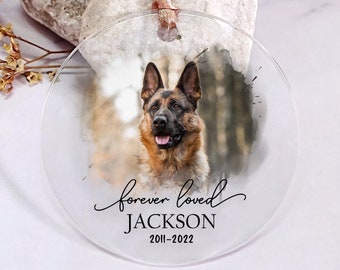 Dog Memorial Ornament, Custom Dog Photo Ornament, Pet Memorial Gifts, Dog Christmas Ornaments, Dog Loss Keepsake, Forever Loved Ornament