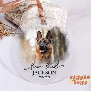 Dog Memorial Ornament, Custom Dog Photo Ornament, Pet Memorial Gifts, Dog Christmas Ornaments, Dog Loss Keepsake, Forever Loved Ornament
