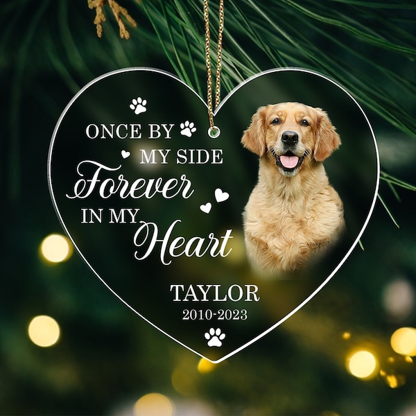 Dog Memorial Ornament, Custom Dog Photo Ornament, Dog Christmas Ornaments, Pet Loss Keepsake, Dog Memorial Gift, Pet Sympathy Gift