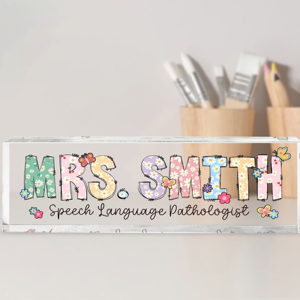 Speech Pathologist Desk Sign, SLP Name Plate, Daisy Speech Therapist, Speech Language Pathologist, New Slp, Gift for Teacher Appreciation