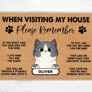 Custom Cat Doormat, Personalized Cat Mat, Cat Welcome Mat, Funny Cat Doormat, Housewarming Gifts, Cat Lover Gifts, When Visiting My Home