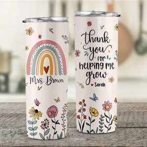 Teacher Gifts Personalized, Rainbow Teacher Tumbler, Teacher Appreciation Gift, Teacher Thank You Gift, Teacher Coffee Cups, Custom Tumbler