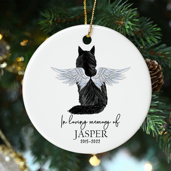 Personalized Cat Memorial Ornament, Custom Cat Ornament, Christmas Gifts For Cat Loss, Cat Sympathy Gifts, In Loving Memory, Pet Memorial