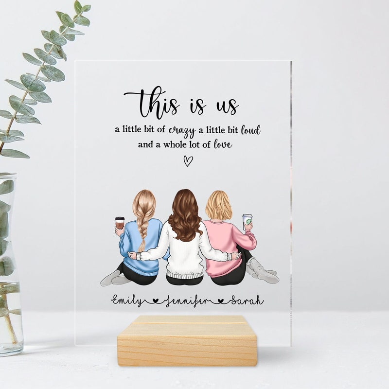 Personalized Besties Acrylic Plaque - Gift Idea For Best Friends/Besties - To My Bestie I Love You