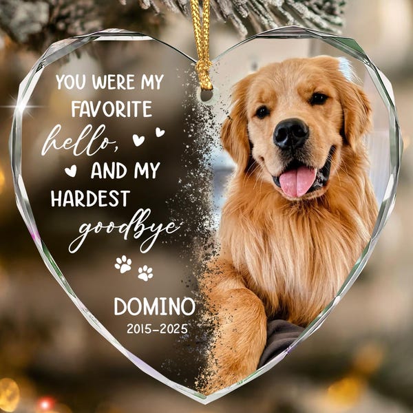 Personalized Pet Memorial Ornament, Custom Memorial Dog Photo Ornament, Dog Memorial Christmas Ornament, Pet Loss Keepsake, Sympathy Gift