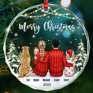 Custom Family Ornament 2025, Family With Pet Ornament, Personalized Family Keepsake, Family With Dog Ornament, Family Keepsake, Xmas Decor