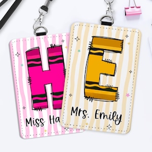 Custom Teacher ID Badge Holder, Teacher Lanyard Accessories, Back To School Gift For Teacher, Teacher Name ID Holder, New Teacher Gifts