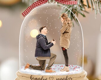 Engagement Ornament 2024, Proposal Photo Ornament, Custom Engaged Ornament, Engagement Gifts Personalized, Engagement Keepsake