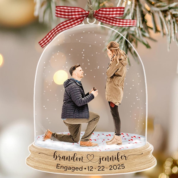 Engagement Ornament 2024, Proposal Photo Ornament, Custom Engaged Ornament, Engagement Gifts Personalized, Engagement Keepsake