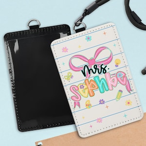 Personalized Teacher ID Badge Holder, Custom Teacher Gift, Teacher Appreciation Gift, Back To School Gift, Teacher Name Card Holder