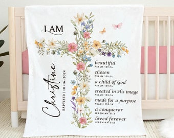 Baptism Gift, Baptism Blanket for Kids, Personalized Baby Blanket, Christening Gifts, Baptism Gift Girl, Baby Throws, Goddaughter Gift