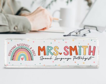 Custom Teacher Name Sign, Speech Language Pathologist Gift, Speech Therapy Room Decor, Speech Pathology Name Plate, Cute Teacher Sign