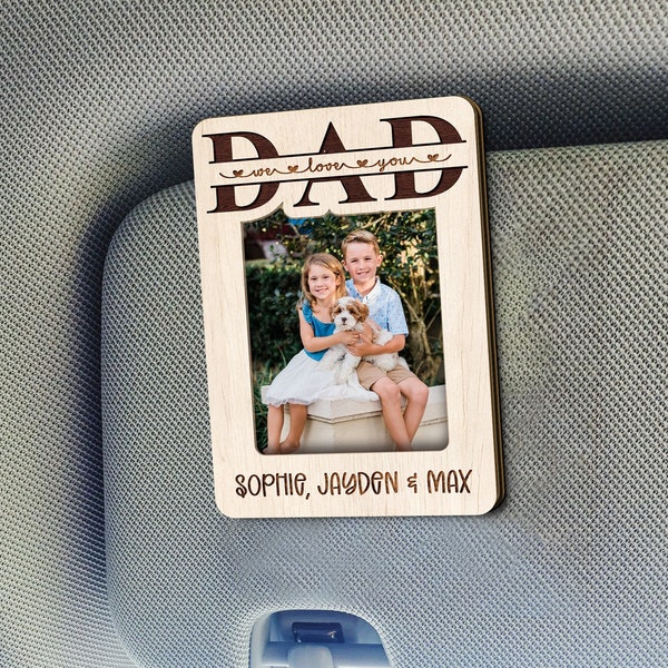 Fathers Day Sun Visor Clip, Personalized Gift for Dad, Fathers Day Gift, Custom Car Visor Clip, Gift For Husband, Dad Magnet, Picture Frame