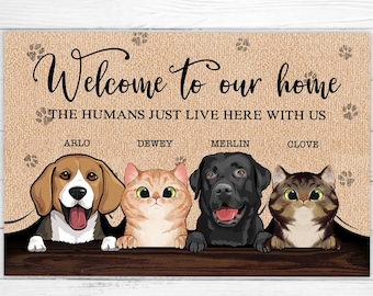 Personalized Pet Doormat, Cat Dog Welcome Mat, Welcome To Our Home, Funny  Cat Dog Mat, Dog Cat Lover Gifts, Dog Mom Gifts, Front Door Decor