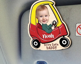 Drive Safe Daddy Gift, Custom Car Visor Clip Photo, Dad Car Visor Clip, New Dad from Baby, 1st Time Dad Gift from Wife, Father&#39;s Day Gift
