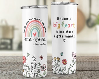 Teacher Gifts Personalized, Teacher Appreciation Gift, Teacher Tumbler, Teacher Gift From Student, Big Heart Shape Little Mind, Teacher Cup