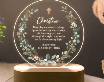 Baptism Gift, Personalized Baby Gift, Baptism Night Light, Custom Baby Night Lamp, Nursery Decor, Christening Gifts, Dedicated Gift