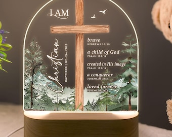 Baptism Gift Boy, Personalized Baptism Gift, Nursery Decor, Baby Boy Gift, Kids Bedside Night Lamp, Dedicated Gift, Christening Gift