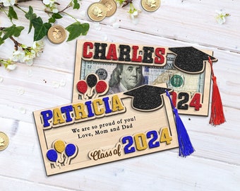 FREE TASSEL Graduation Money Holder, Personalized Grad Cash Holder Gift, Gift for Graduates, High School Senior Party Gift, College Grad