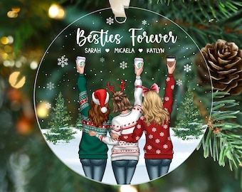 Personalized Best Friend Ornament, Bestie Forever Christmas Ornament, BFF Christmas Gifts, Xmas Soul Sister Gifts, Chrismas Friendship Gifts