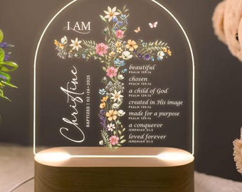 Baptism Gift, Baptism Night Light For Baby, Baby Gift Personalized, Dedicated Gift, Nursery Decor, Kids Beside Night Lamp, Baptism Gift Girl