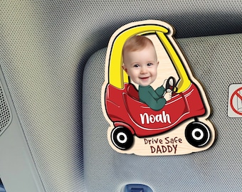 Drive Safe Daddy Gift, Custom Car Visor Clip Photo, Dad Car Visor Clip, New Dad from Baby, 1st Time Dad Gift from Wife, Father's Day Gift