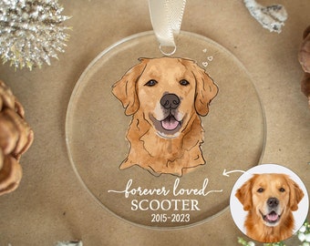 Custom Dog Photo Ornament, Dog Portrait Drawing Ornament, Dog Christmas Ornaments, Christmas Gifts For Dog Lover, Cute Dog Ornament