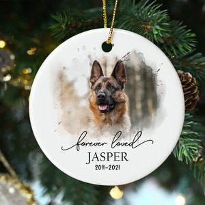 Dog Memorial Ornament, Custom Dog Photo Ornament, Pet Memorial Gifts, Dog Christmas Ornaments, Dog Loss Keepsake, Forever Loved Ornament image 3