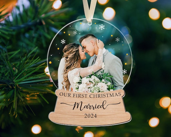 First Christmas Married Ornament Personalized Couple Ornament Just Married Christmas Ornaments Custom Photo Ornament Custom Couple Gifts Etsy
