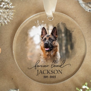 Dog Memorial Ornament, Custom Dog Photo Ornament, Pet Memorial Gifts, Dog Christmas Ornaments, Dog Loss Keepsake, Forever Loved Ornament image 6