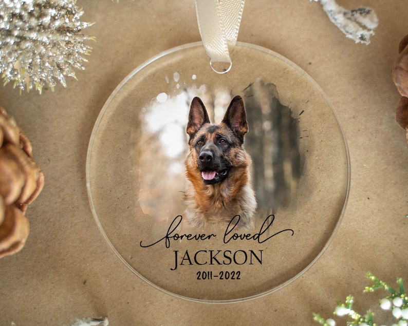 Dog Memorial Ornament, Custom Dog Photo Ornament, Pet Memorial Gifts, Dog Christmas Ornaments, Dog Loss Keepsake, Forever Loved Ornament image 6