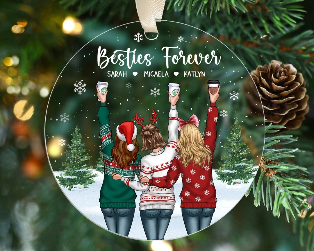 Personalized Best Friend Ornament, Bestie Forever Christmas Ornament, BFF Christmas Gifts, Xmas ...